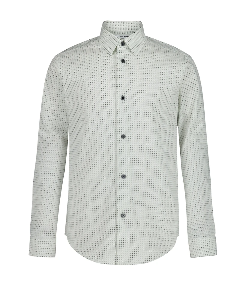Calvin Klein Big Boys Long Sleeve Stretch Dot Floral Shirt