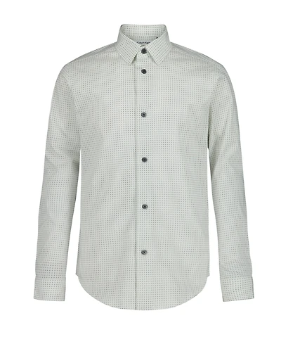 Calvin Klein Big Boys Long Sleeve Stretch Dot Floral Shirt