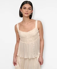 Dkny Women's Crushed Crease Smocked Sleeveless Top