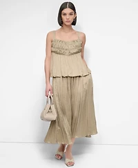 Dkny Women's Crushed Crease Smocked Sleeveless Top