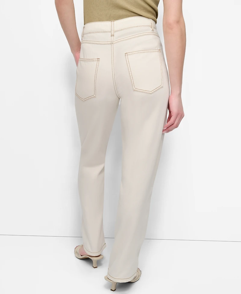 Dkny Women's Contrast-Stitch Denim Pants