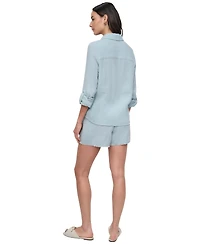 Dkny Jeans Petite Cotton Roll-Tab Shirt
