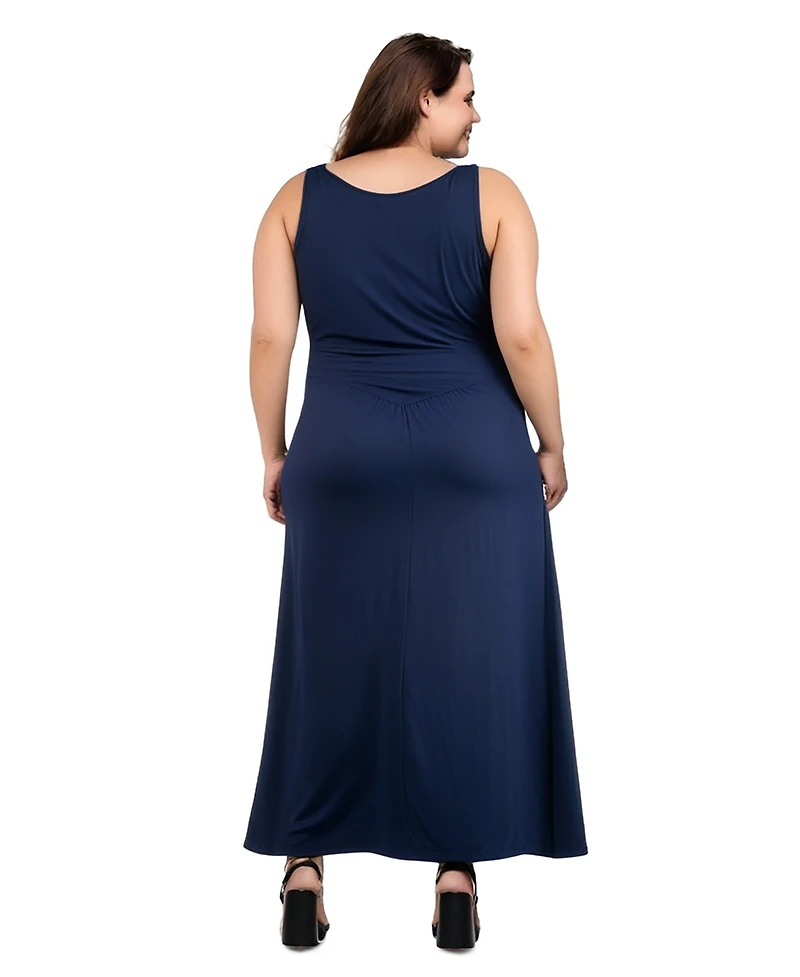 24seven Comfort Apparel Plus Size Maxi Sleeveless Dress with Pockets