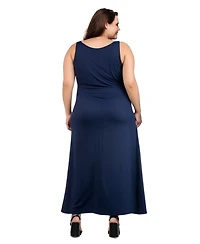 24seven Comfort Apparel Plus Size Maxi Sleeveless Dress with Pockets