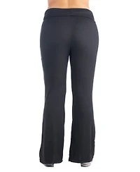 24seven Comfort Apparel Plus Black Bell Bottom Fold Over Waist Sweatpants