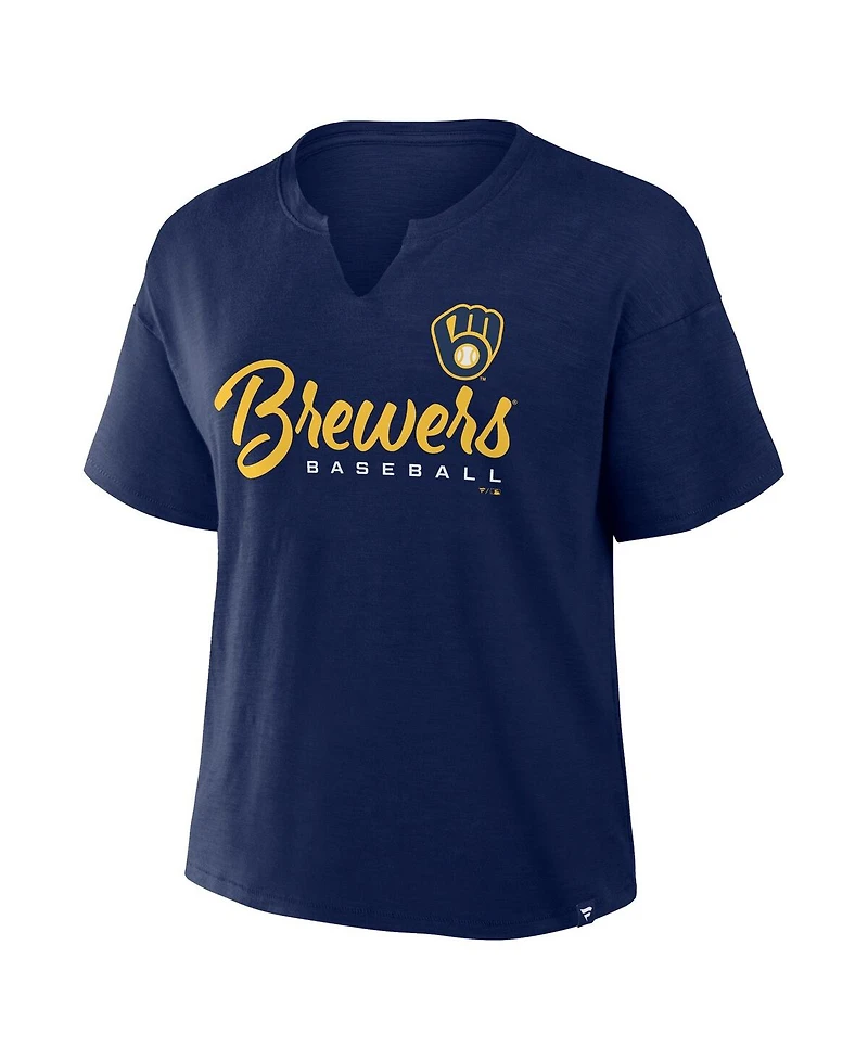 Fanatics Women's Navy Milwaukee Brewers Fan Fave Stadium Slub T-Shirt