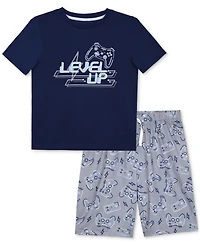 Max & Olivia Big Boys Level Up Gaming Top Shorts Pajama Set