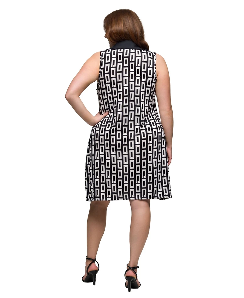 24seven Comfort Apparel Plus Size Sleeveless Collared Mini Dress