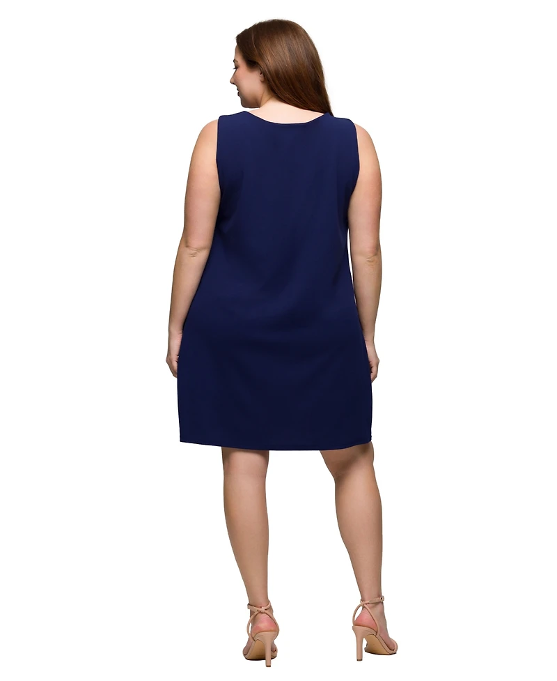 24seven Comfort Apparel Plus Sleeveless Mini Shift Dress