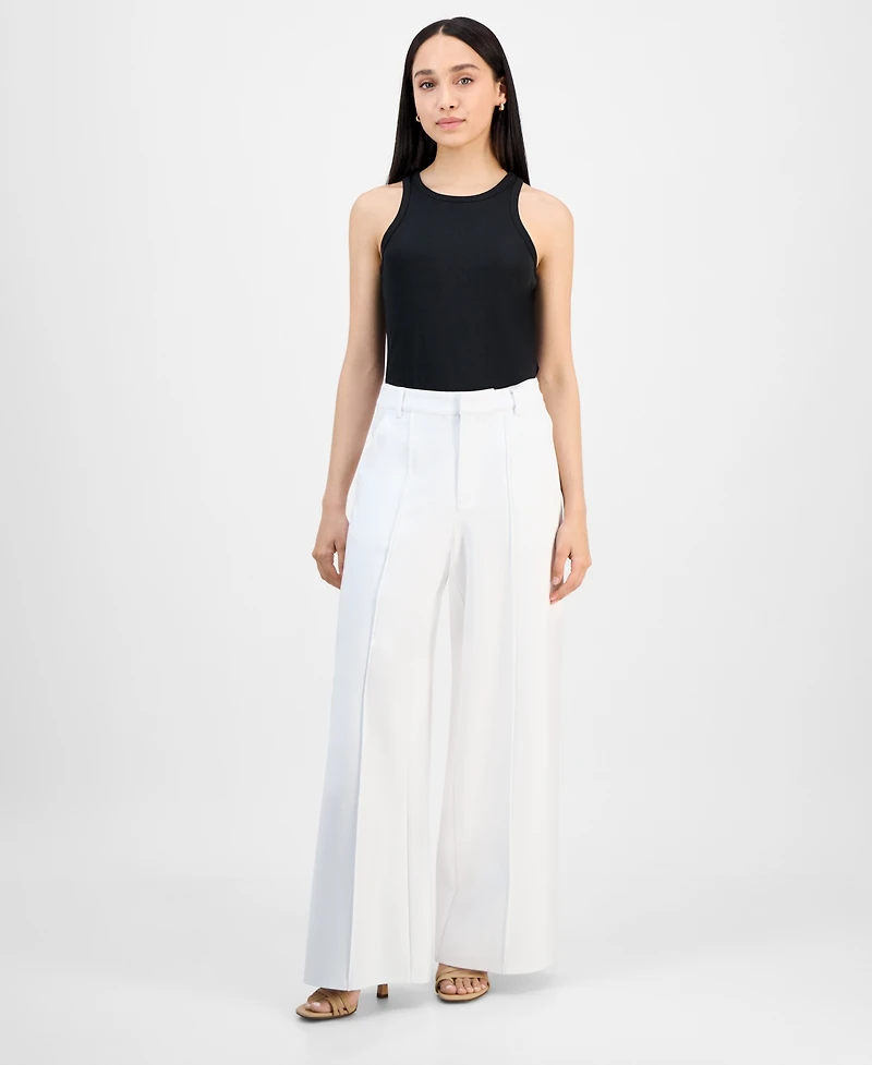 Bar Iii Petite Seamed Wide-Leg Ponte Pants, Created for Macy's
