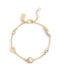 Coach Signature Faux Cultivated Pearl Tea Rose Bracelet