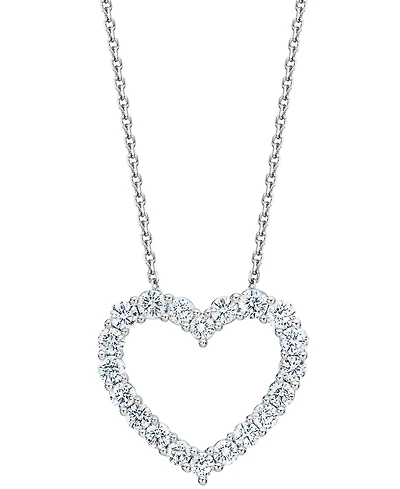 Diamond Heart Pendant Necklace (1 ct. t.w.) in 14k White Gold, 16" + 2" extender