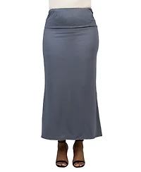 24seven Comfort Apparel Plus Comfortable Fold Over Maxi Skirt