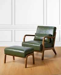 Glitzhome 2-Pc. Leatherette Mid-century Modern Hunter Accent Stool and Chair