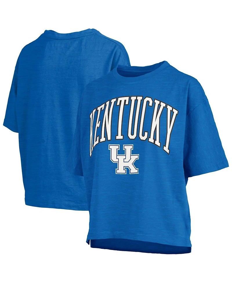 Pressbox Women's Royal Kentucky Wildcats Nelson Arch Over Logo Waist Length Oversized Slub T-Shirt