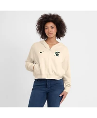Nike Women's Cream Michigan State Spartans Chill Midi Full-Zip Hoodie