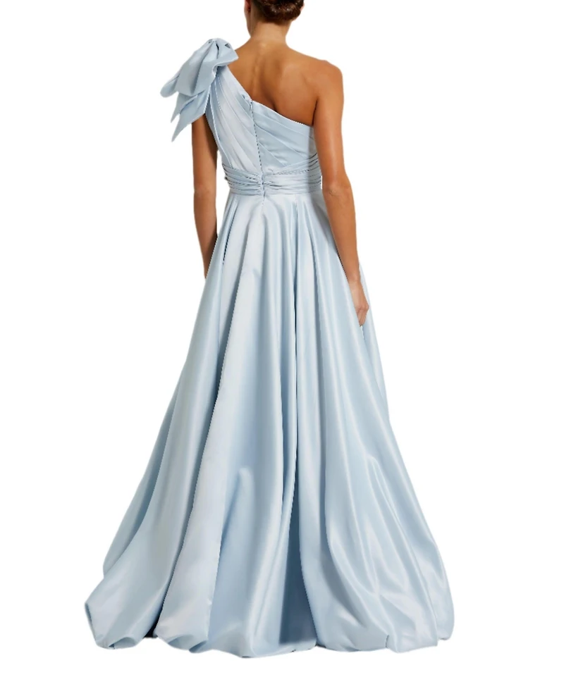 Mac Duggal Women's Satin One Shoulder Bow Gown