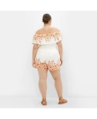 City Chic Plus Poppy Print Playsuit