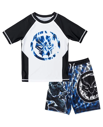 Avengers Little Boys Spider-Man Captain America Hulk Iron Man Pullover Rash Guard & Swim Trunks Outfit Set to