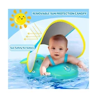 Baby Pool Float with Canopy Baby Float Infant Swimming Float Sun Protection Skin-Friendly Blue