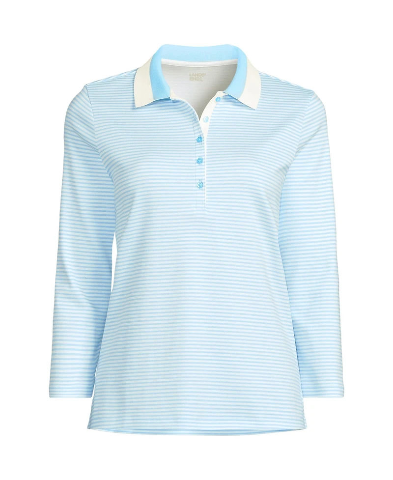 Lands' End Women's 3/4 Sleeve Supima Cotton Polo Shirt