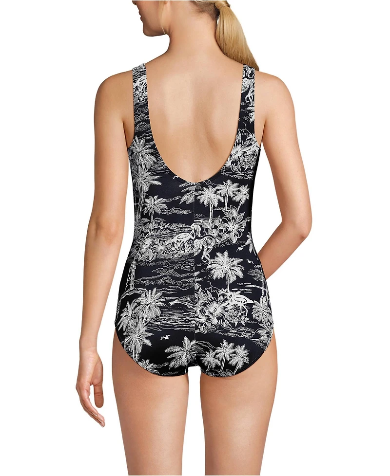 Lands' End Women's Tugless Low Leg One Piece Swimsuit