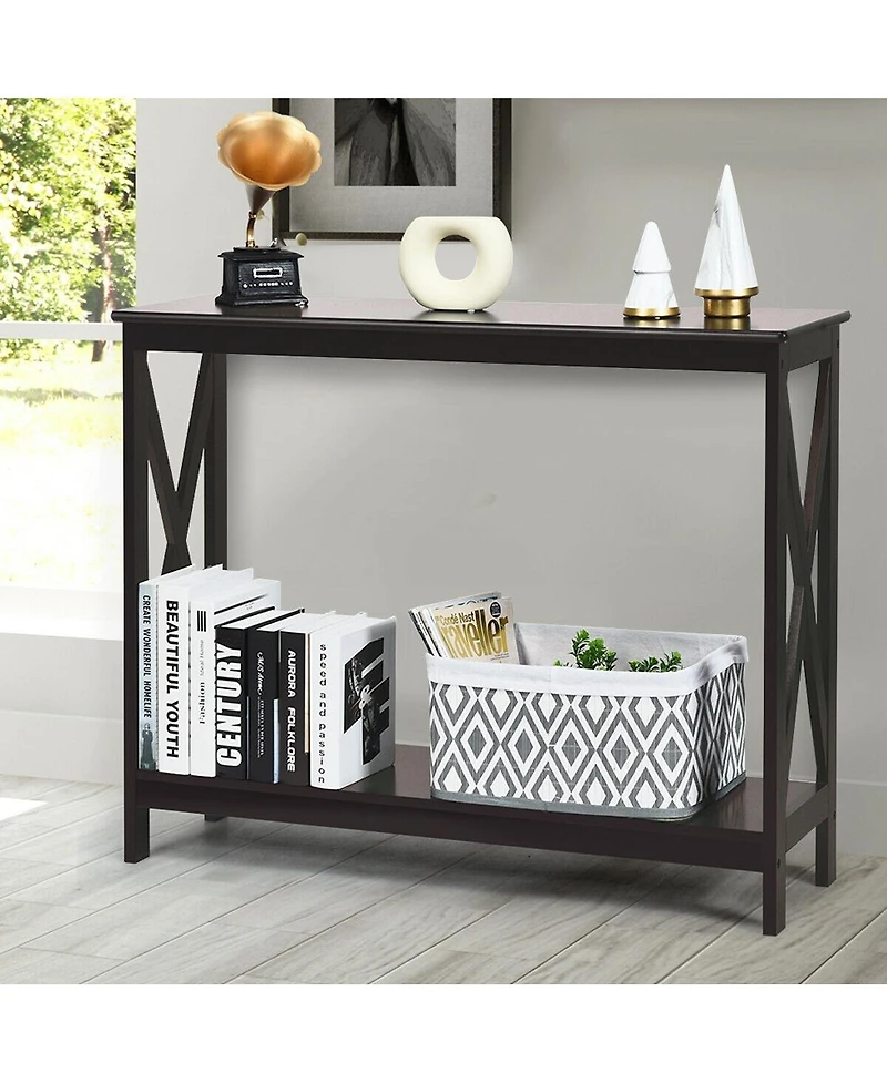 2-Tier Console X-Design Sofa Side Accent Table