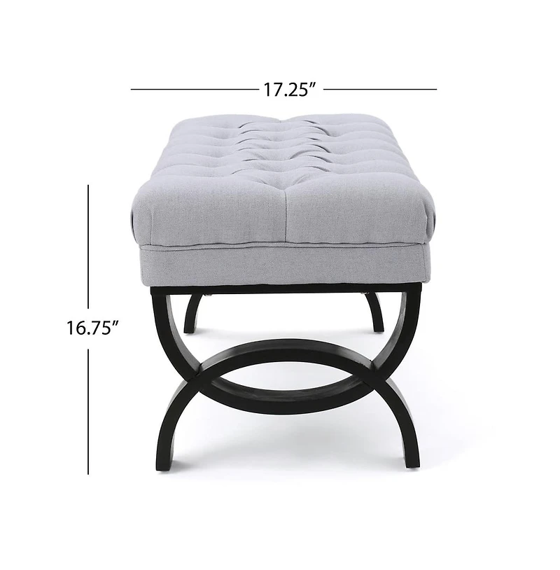 Tufted Ottoman Bench with Diamond Stitching and Elegant Half-Circle Legs for Classic Modern Interiors-The Pop Home