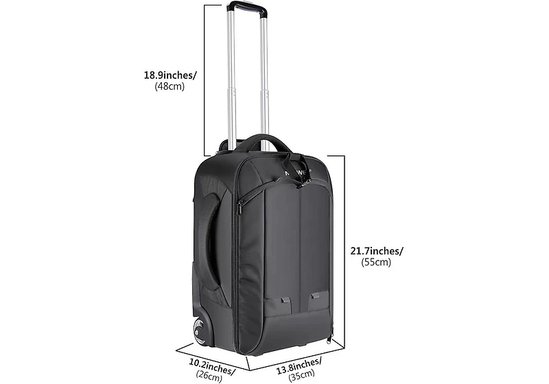 Neewer 2-in-1 Rolling Camera Backpack Trolley Case - Anti-Shock Detachable Padded Compartment