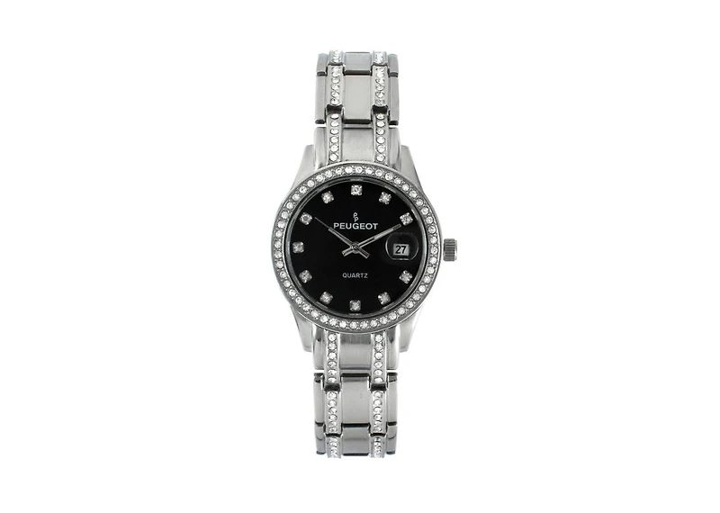 Peugeot Womens Round Silver Luxury Status Swarovski Crystal Bracelet Watch