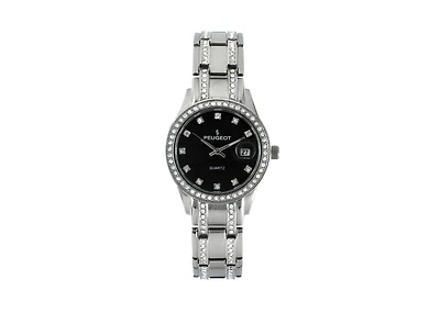 Peugeot Womens Round Silver Luxury Status Swarovski Crystal Bracelet Watch