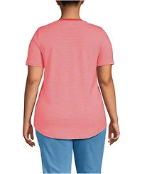 Lands' End Plus Short Sleeve Power Performance Scoop Neck Curved Hem Tunic Tee