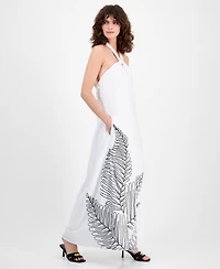 I.n.c. International Concepts Women's Palm Embellished Halter Maxi Dress, Macy's Exclusive