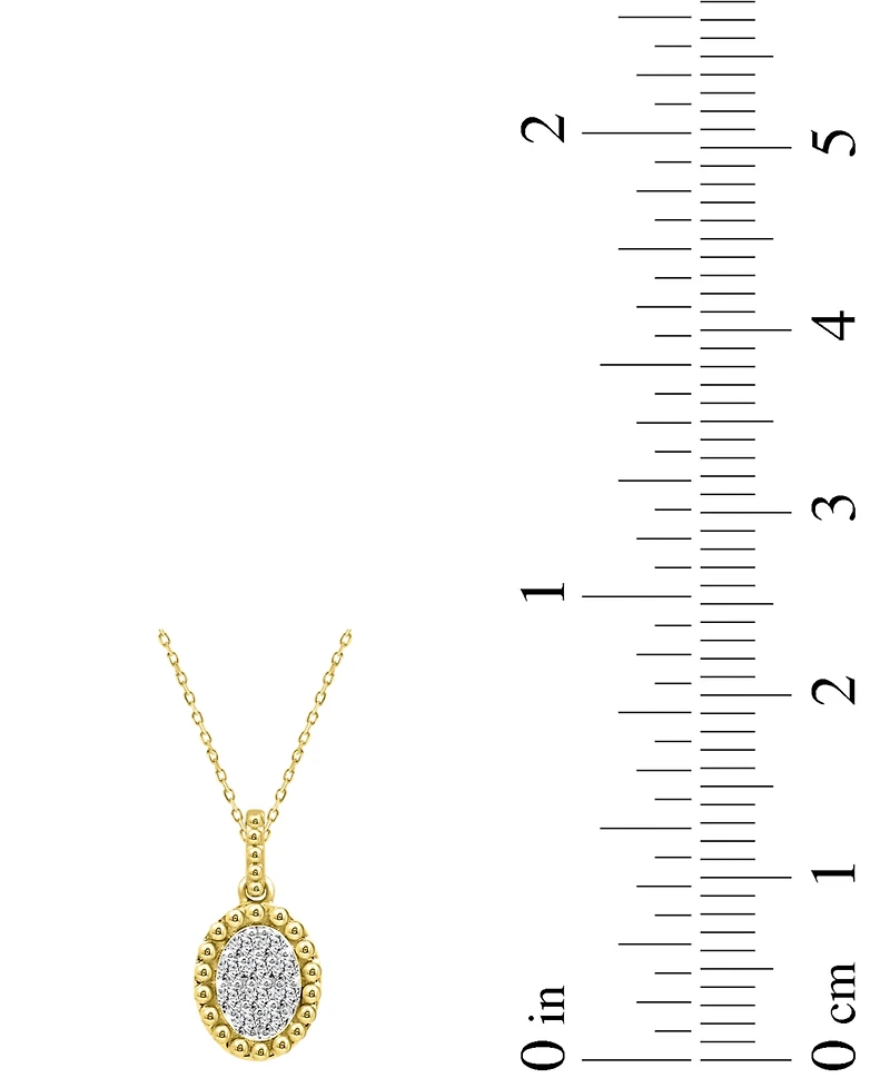 Diamond Oval Cluster Bead Frame Pendant Necklace (1/10 ct. t.w.) in 14k Gold, 16" + 2" extender