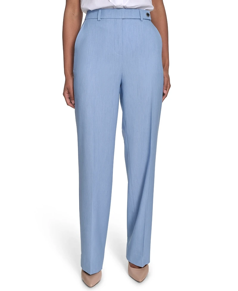 Calvin Klein Women's Faux-Denim Mid Rise Wide-Leg Pants