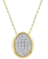 Diamond Oval Bezel Cluster Pendant Necklace (1/8 ct. t.w.) in 14k Gold, 16" + 2" extender