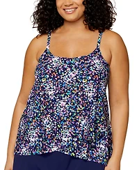 Island Escape Plus Cape Town Draped Tankini Top, Exclusively at Macy's