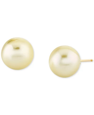Cultured Golden South Sea Pearl (9mm) Solitaire Stud Earrings in 14k Gold