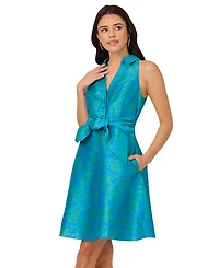 Adrianna Papell Women's Floral Sleeveless Tie-Waist Mini Dress