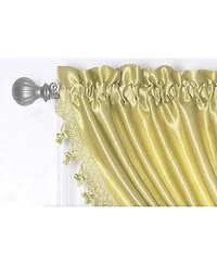Kate Aurora 1 Piece Hyatt Rod Pocket Tasseled Soft Yellow Crinkle Sheer Waterfall Window Valance