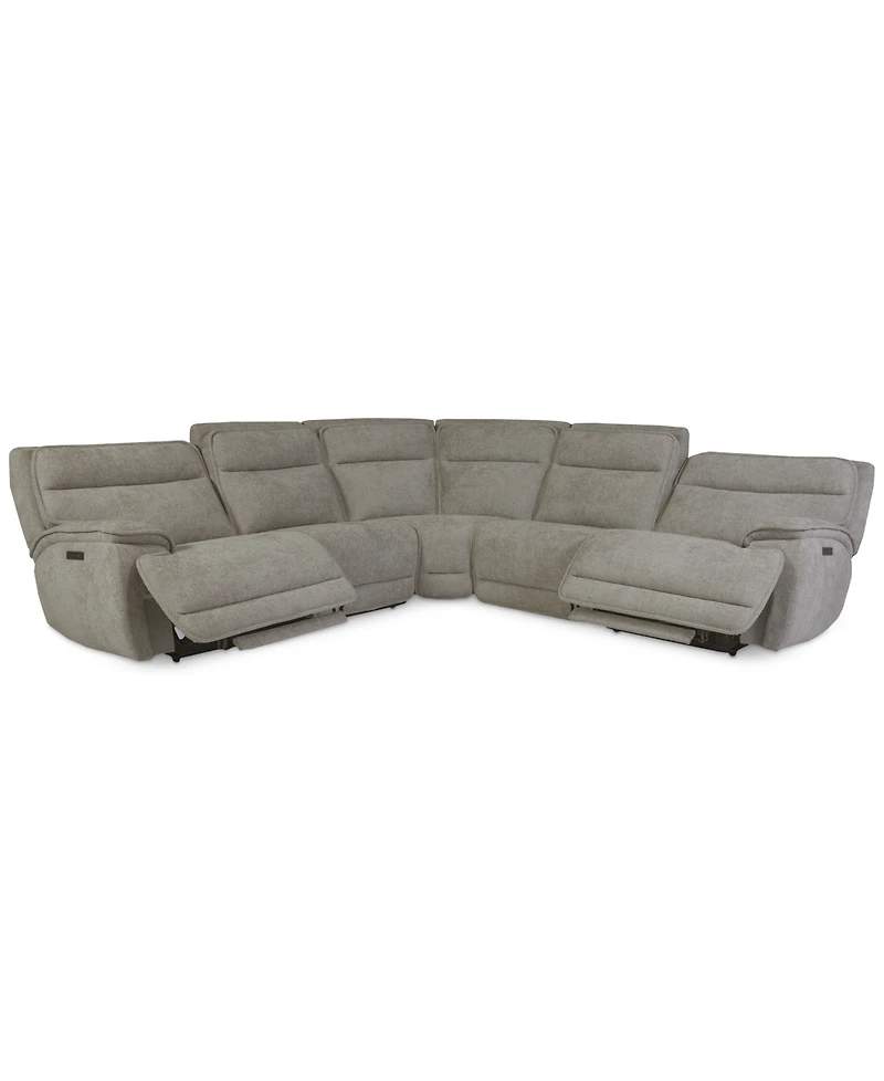 Ozryn -Pc. Fabric Sectional with 2 Power Motion Chairs