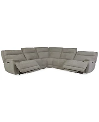 Ozryn -Pc. Fabric Sectional with 2 Power Motion Chairs