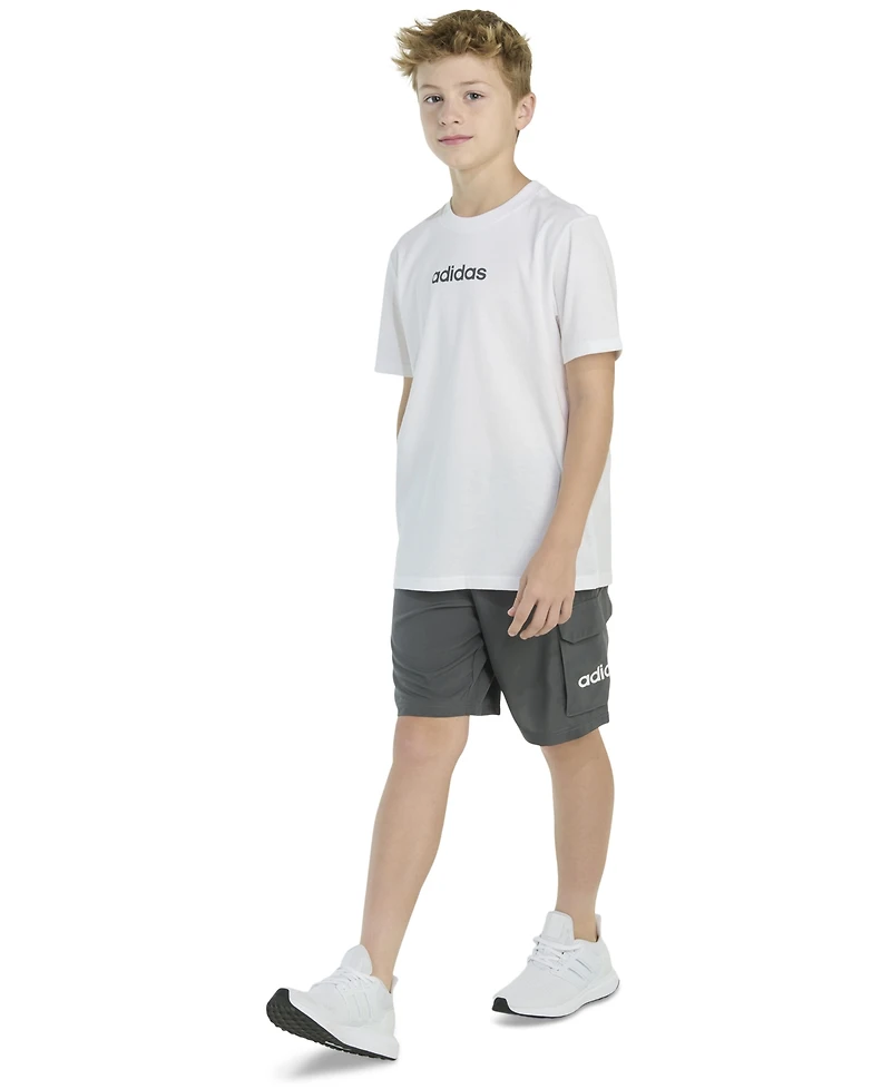 adidas Big Boys Short-Sleeve T-Shirt and Cargo Woven Shorts, 2 Piece Set