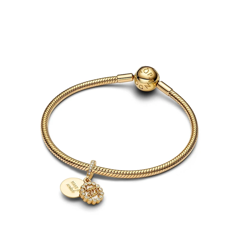 Pandora 14K Gold-Plated Happy Birthday Cake Dangle Charms