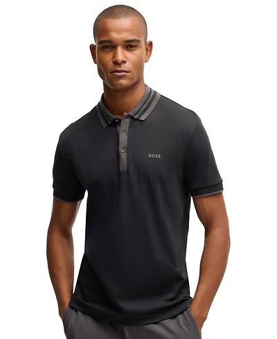 Boss by Hugo Men's Slim-Fit Striped-Collar Polo