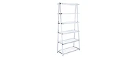 5-storey kitchen storage rack, adjustable metal storage rack with rollers, storage rack unit organizer for bedroom laundry cabinet
