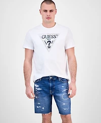 Guess Men's Wyatt Rip and Repair Denim 9" Shorts
