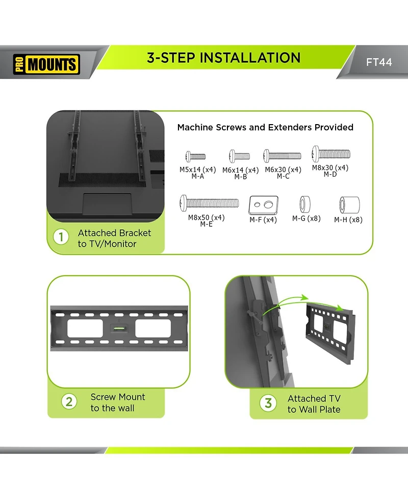 ProMounts Tilt Tv Wall Mount for TVs 32"