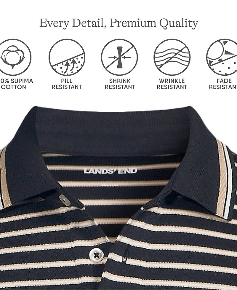 Lands' End Men's Long Sleeve Cotton Supima Polo Shirt
