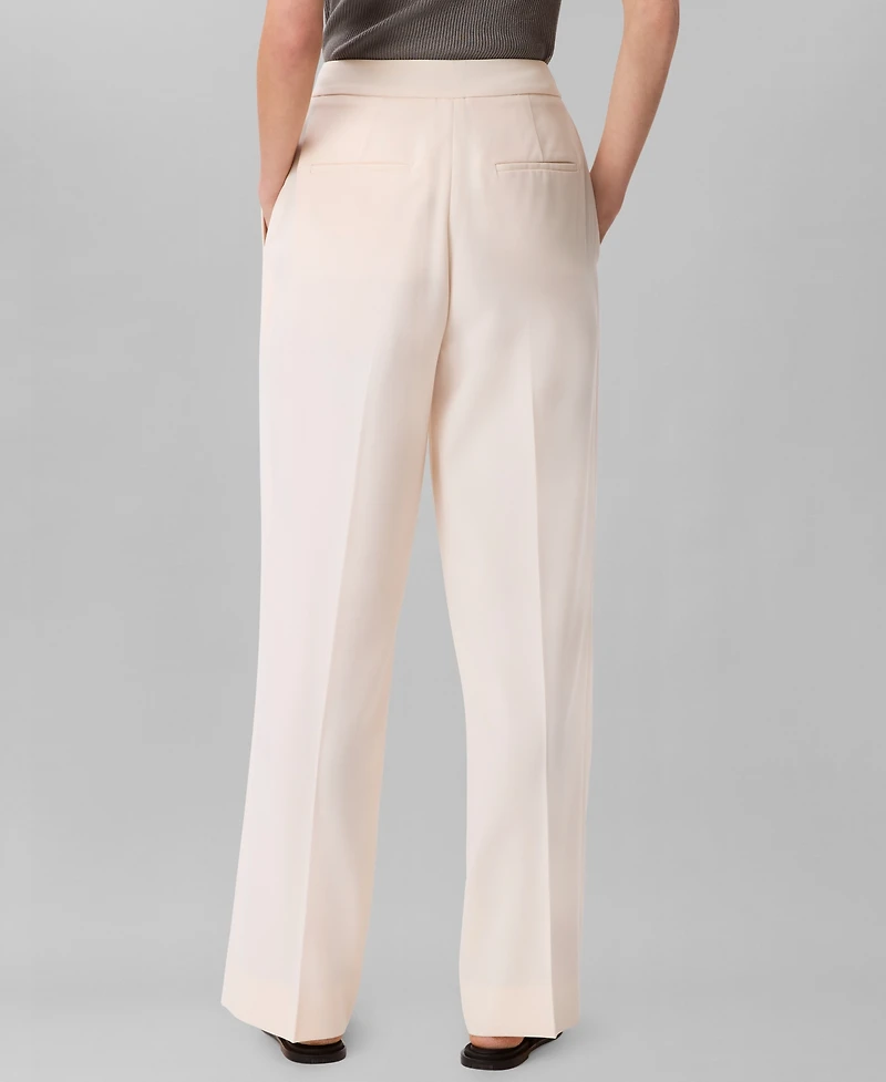 Calvin Klein Women's Soft Crepe Pleated Straight-Leg Pants